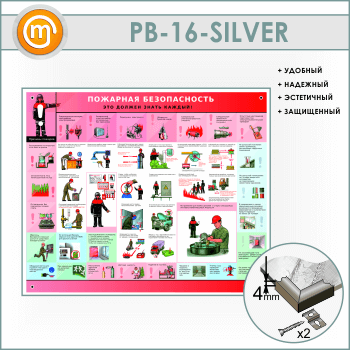 Стенд «Пожарная безопасность. Это должен знать каждый» (PB-16-SILVER)